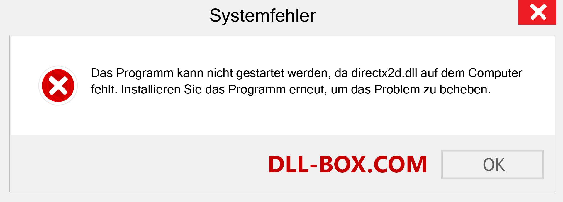 directx2d.dll-Datei fehlt?. Download für Windows 7, 8, 10 - Fix directx2d dll Missing Error unter Windows, Fotos, Bildern