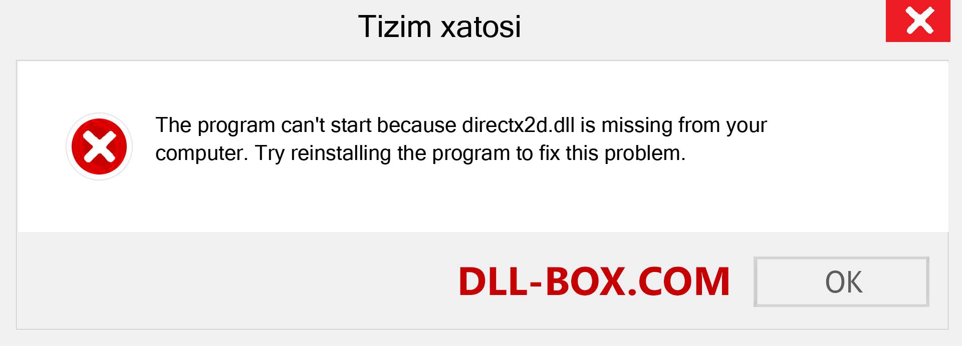 directx2d.dll fayli yo'qolganmi?. Windows 7, 8, 10 uchun yuklab olish - Windowsda directx2d dll etishmayotgan xatoni tuzating, rasmlar, rasmlar